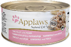 Applaws 貓罐頭 - 全天然肉絲湯汁系列 - 吞拿魚&蝦 156g