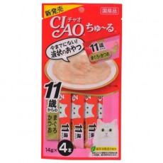 CIAO 日本貓小食 - 吞拿魚+鰹魚醬(11歲以上) 14g x 4