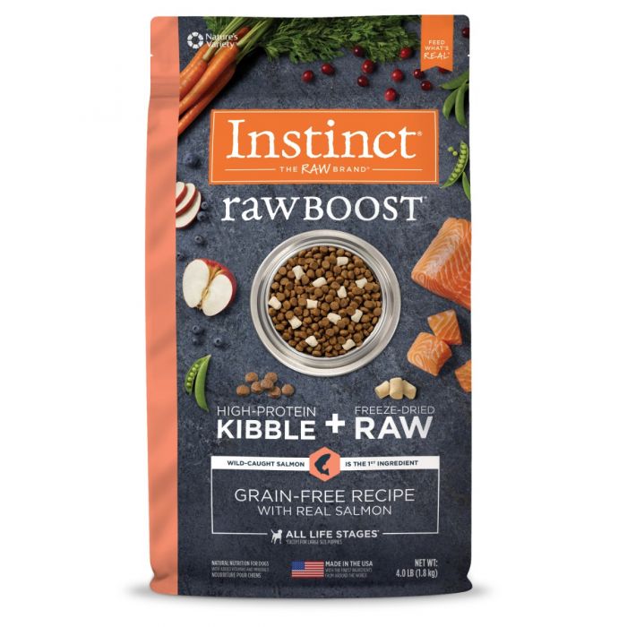 Instinct 無穀物+凍乾生肉粒系列 - 三文魚配方全犬狗糧 4lbs (需預訂)
