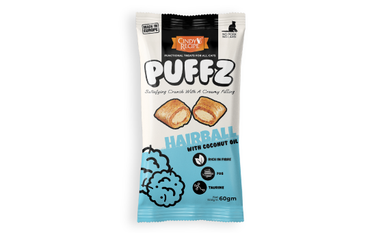 Cindy's Recipe® Puffz (毛髮亮麗) 椰子油夾心脆脆粒貓小食 60g