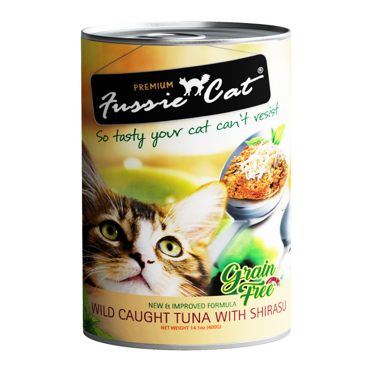 Fussie Cat 高竇貓純天然貓罐頭 (野生捕獲吞拿魚+白飯魚) (400g) (需預訂)