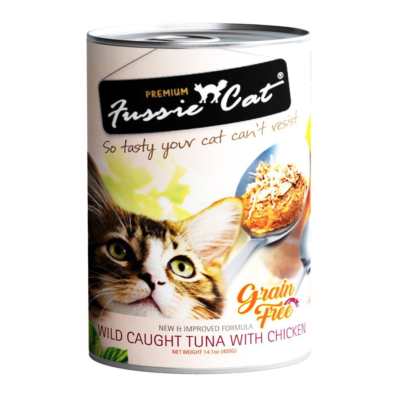 Fussie Cat 高竇貓純天然貓罐頭 (野生捕獲吞拿魚+ 雞肉) (400g) (需預訂)