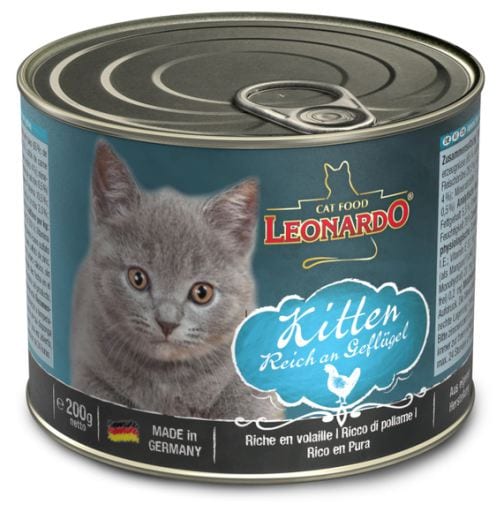 LEONARDO 天然主食貓罐頭 – 雞肉、火雞、鴨肉 (幼貓配方)