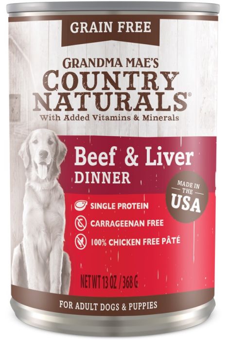 Country Naturals - 無穀物牛肉&牛肝狗罐頭 13oz (需預訂)