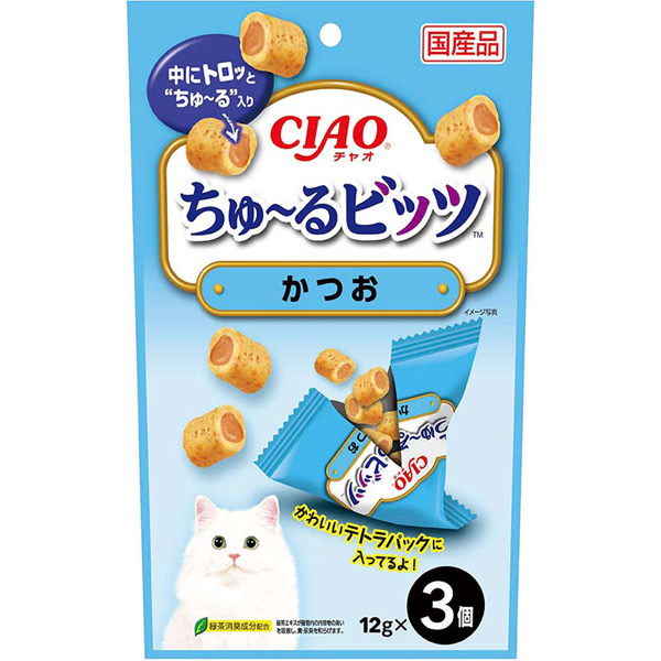 CIAO 日本貓小食 - 流心粒粒鰹鱼味 12g x 3