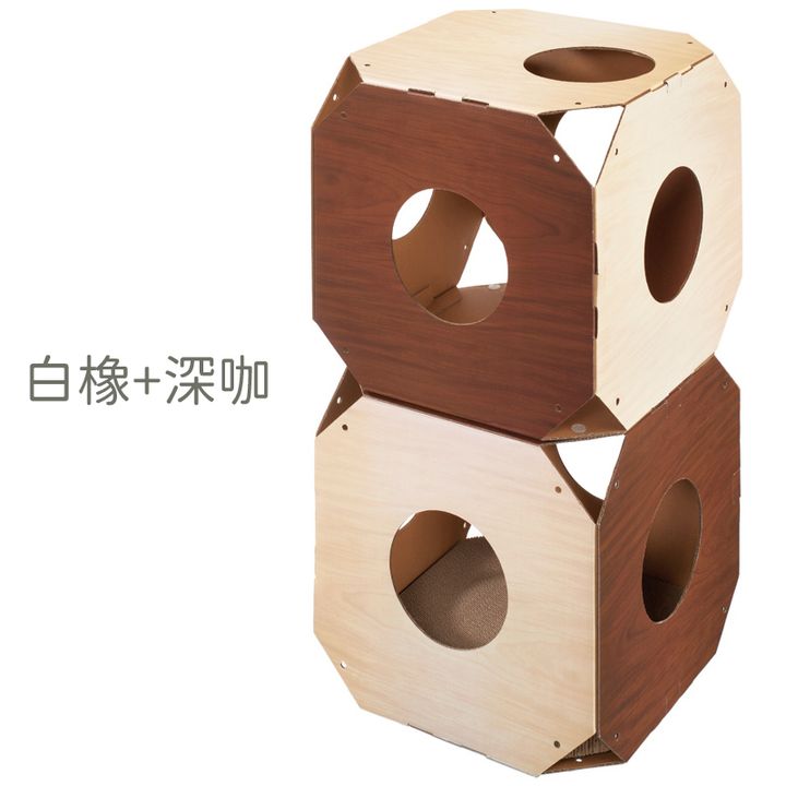 Gari Gari - 白深啡雙色組合式隧道貓抓板 (一組二入) (需預訂)
