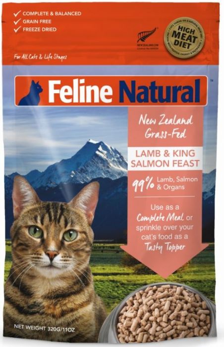 Feline Natural 冷冻脫水鲜肉貓粮 – 羊肉及三文鱼配方 320g (需预订)