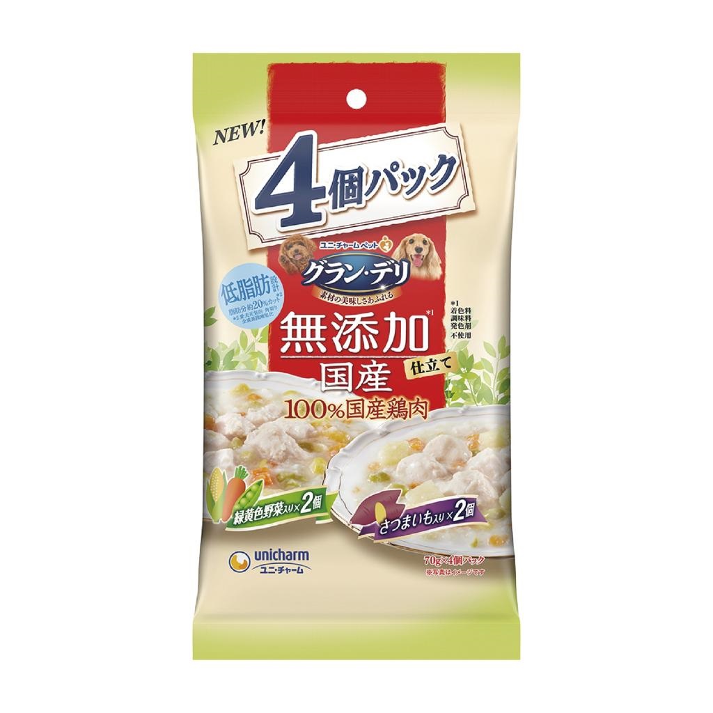 Unicharm - 一包兩味雞肉野菜、雞肉甘薯鮮食包 80g X 4